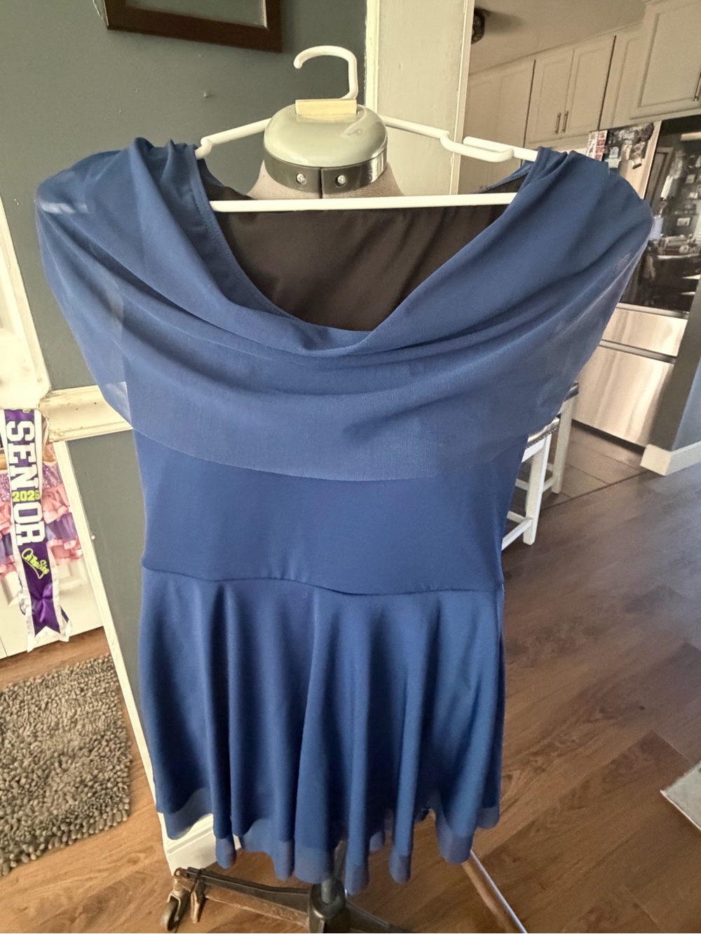 Weissman Royal Blue Off-Shoulder Flared Tunic